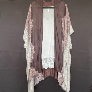 NWOT Elegant Kimono & Matching Lace Bottom Tank